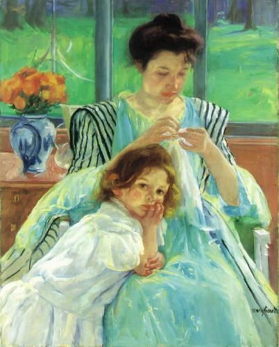 young mother - oil painting