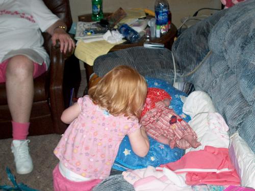 Kaydence loving baby sister - Kaydence kissing her new baby sister