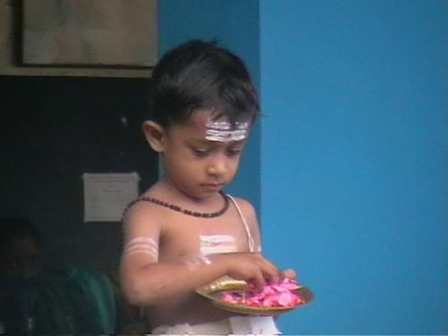 Vigneswara Pooja - Vigneswara Pooja.  This photo is tekn by me, on the occassion of my son fancy dress.  He acts as a poojari.