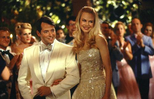 The Stepford Wives - Joanna Eberhart (Nicole Kidman) is a successful TV producer on the verge of yet another Emmy-winning streak of TV shows when she is fired from her job at a prestigious network. She then has a mental breakdown and her husband Walter (Matthew Broderick) and their two children (Dylan Hartigan, Fallon Brooking) move to Stepford, Conneticut, the most perfectly perfect little town there ever was. The women of Stepfrod spend all day knitting, gardening, exercising in beautiful dresses, and are the most splendid of all women on Earth. Soon, Joanna along with her best-selling author buddy, Bobbie (Bette Midler) and Democratic, flamboyant fairy friend Roger (Roger Bart) realize that something isn't right in Stepford. All is not as perfect as it seems...especially after Roger and Bobbie are turned into perfect portraits of Stepford. Why are the women of Stepfrod so perfect? What do the Stepford Husabnds have to do with the scheme? Will Joanna ultimately uncover the truth? Or are the Stepford coming for her to make her a blonde, bubbly piece of perfection?  Source: http://www.imdb.com/title/tt0327162/plotsummary