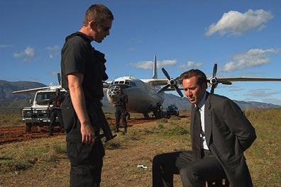 Lord of War - In the 80s in Little Odessa, the Ukrainian immigrant Yuri Orlov (Nicolas Cage) decides to change his economical life and becomes an arm dealer with his brother Vitaly Orlov (Jared Leto). His business of gunrunner supplying illegal weapons in disturbed areas of the planet increases with the end of the Cold War, and Yuri bribes a Russian general to sell most of his arsenal. Meanwhile, he becomes a millionaire and uses his money to seduce the beautiful Ava Fontaine (Bridget Moynahan) and they get married, having a son. The detective Jack Valentine (Ethan Hawke) chases Yuri trying to put him in jail, but in the end he understands that Yuri is a necessary evil for the interest of his nation. Source: http://www.imdb.com/title/tt0399295/plotsummary