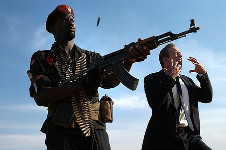 Lord of War - In the 80s in Little Odessa, the Ukrainian immigrant Yuri Orlov (Nicolas Cage) decides to change his economical life and becomes an arm dealer with his brother Vitaly Orlov (Jared Leto). His business of gunrunner supplying illegal weapons in disturbed areas of the planet increases with the end of the Cold War, and Yuri bribes a Russian general to sell most of his arsenal. Meanwhile, he becomes a millionaire and uses his money to seduce the beautiful Ava Fontaine (Bridget Moynahan) and they get married, having a son. The detective Jack Valentine (Ethan Hawke) chases Yuri trying to put him in jail, but in the end he understands that Yuri is a necessary evil for the interest of his nation. Source: http://www.imdb.com/title/tt0399295/plotsummary