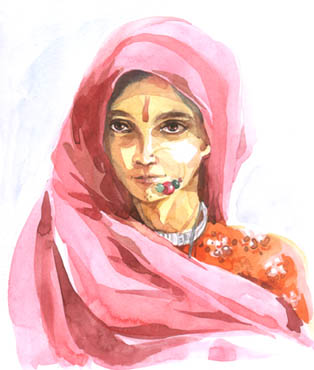 indian girl watercolor - indian girl