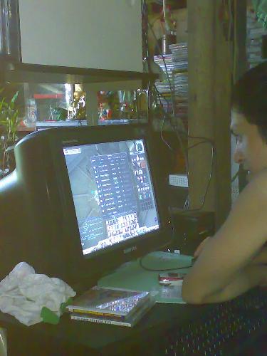 addicted to internet - my brother playing his favorite online game 'RF online' to which he is addicted