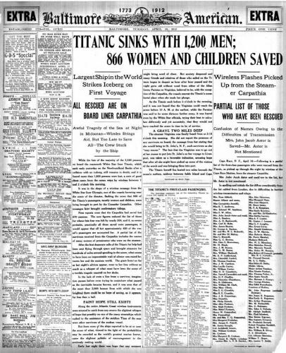 News about Sinking of Titanic! - This is the image of a News paper just which was published just after the disastrous sinking of Titanic. a very rare, isnt it? If u cant see it clearly, Download it!!!