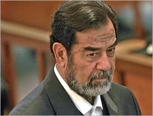 Saddam Hussein to be hung - Iraqi tyrant Saddam Hussein in court. He has been sentenced to die by hanging.