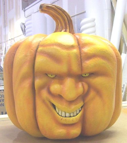 Foam Pumpkin - My husband is a foam sculptor and he sculpted this pumpkin using EPS foam and then painted it using a variety of techniques. I thought it was cool so I wanted you to see it too!