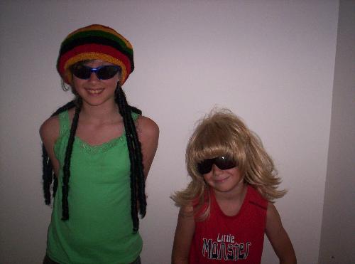 very cute - Liam in a blond wig