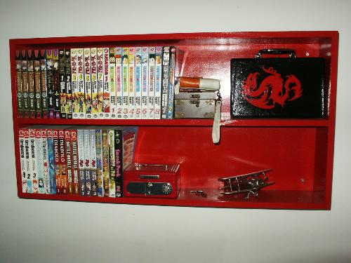 Manga  - This is my manga shelf my dad made ^_^