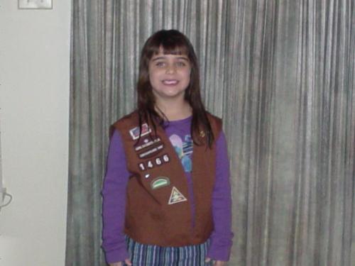My daughter, a Brownie Girl Scout - Girl Scout vest is worn in our troop.