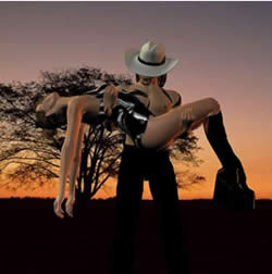 cowboy and biker girl - A design I made using a 3d programme