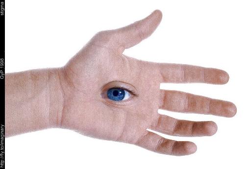 eye in hand - is that possible for any thing i think it is a computer grafics with immagination.