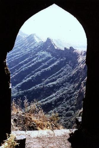 Rajgad Fort - A panoramic view form one of the mountain exit/entrance of the Rjagad fort.