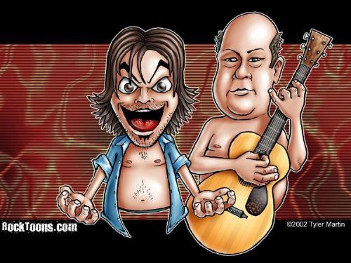 Cartoon Jables and Rage Kage - An artists rendition of Jack Black and Kyle Gass.