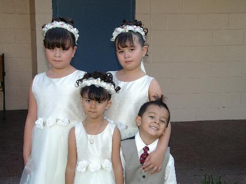 My little angels - Just four of my five kids. Clockwise Sienna,Celeste, David, Cyann; at  my cousin's wedding