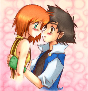 Pkmn - Satoshi and Kasumi  - yay... more pokemon fanarts xD gahh i love this couple xB
