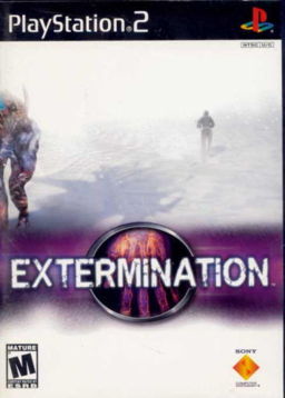Extermination  - Extermination  From Wikipedia, the free encyclopedia  Extermination is a video game for PlayStation 2. As it was a first-party game and came out very early in the system's life cycle, it was used as a showcase for the system at trade shows before its release.  The plot of Extermination focuses upon U.S. Marines Special Forces soldier Dennis Riley. Part of 'Team Red Light', his squad receives a distress call from Fort Stewart, a top secret facility in Antarctica. In response, Team Red Light is sent in via parachute to investigate the situation. Dennis, along with teammate Roger Grigman, quickly find themselves in an unexpected situation: The installation has been overtaken by a strange virus that has the ability to infect and manipulate both living and nonliving material that has killed off most of the area's human population. Dennis, with the aid of old acquaintance Cindy Chen, work together to escape becoming another casualty in the virus's wake.