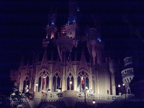 Disney Castle - This is where the final show of disney characters happened.. It looks like dark because its already late...