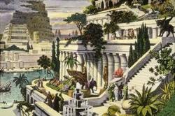 Hanging Gardens of Babylon - According to accounts, the gardens were built to cheer up Nebuchadnezzar&#039;s homesick wife, Amyitis. Amyitis, daughter of the king of the Medes, was married to Nebuchadnezzar to create an alliance between the nations. The land she came from, though, was green, rugged and mountainous, and she found the flat, sun-baked terrain of the Mesopotamia (a region of southwest Asia) depressing. The king decided to recreate her homeland by building an artificial mountain with rooftop gardens.

The Hanging Gardens probably did not really "hang" in the sense of being suspended from cables or ropes. The name comes from an inexact translation of the Greek word kremastos or the Latin word pensilis, which means not just "hanging” but "overhanging," as in the case of a terrace or balcony.

The Greek geographer Strabo, who described the gardens in the first century BC, wrote, "It consists of vaulted terraces raised one above another, and resting upon cube-shaped pillars. These are hollow and filled with earth to allow trees of the largest size to be planted. The pillars, vaults, and terraces are constructed of baked brick and asphalt."

More recent archaeological excavations at the ancient city of Babylon in Iraq uncovered the foundation of the palace. Other findings include the Vaulted Building with thick walls and an irrigation well near the southern palace. A group of archaeologists surveyed the area of the southern palace and reconstructed the Vaulted Building as the Hanging Gardens. However, the Greek historian Strabo had stated that the gardens were situated by the River Euphrates, while the Vaulted Building is several hundred meters away. They reconstructed the site of the palace and located the Gardens in the area stretching from the River to the Palace. On the river banks, recently discovered walls 25 meters thick may have been stepped to form terraces- the ones described in Greek reference. However, there is little proof for any of these theories, as nothing is mentioned in the extensive Babylonian records of the time.

