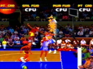College Slam - College Slam http://www.gamespot.com/pc/sports/collegeslam/index.html It's cartoonish arcade action, filled with impossible dunks and special-power-up rewards.