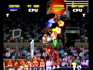 College Slam - College Slam http://www.gamespot.com/pc/sports/collegeslam/index.html It's cartoonish arcade action, filled with impossible dunks and special-power-up rewards.