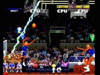 College Slam - College Slam http://www.gamespot.com/pc/sports/collegeslam/index.html It's cartoonish arcade action, filled with impossible dunks and special-power-up rewards.