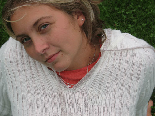 In the grass - My wife.