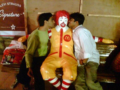 Kiss for a bigmac - me and my friend kissin ronald mcdonald