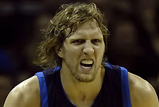 Dirk Nowitzki - Dirk Nowitzki screaming after he made a lay-up and foul on Manu Ginobili in their Game 7 of Western Conference Semi-finals