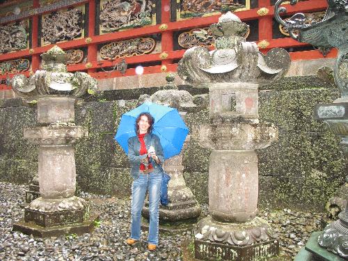 Nikko on a rainy day - Here is me in Nikko