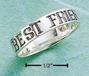 how long have you been best friends with someone? - the photo is a picture of a beautiful, shiny, silver ring with best friend engraved in it.