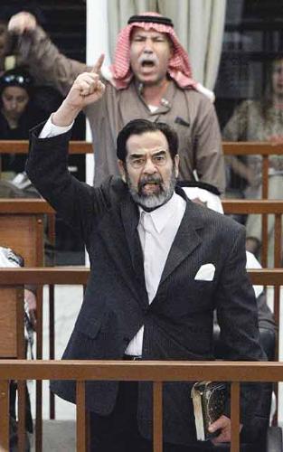 sadam in trial - saddam defending himself in his trial