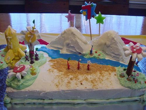 Pikmin Birthday Cake - My son loves playing Pikmin so much that he wanted a Pikmin Birthday cake.