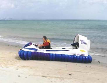 Hov Pod - This is a hov pod, a cross between a jet ski and a hovercraft. Great fun. If you want to order one, see my website www.victoria-gifts.com and click on Hov Pod.