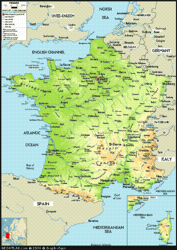 france - france map - physical map