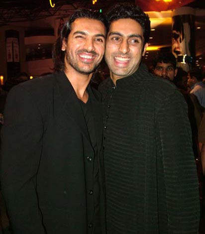 Abhishek (Bhaiyya) Bachchan and john Abraham - This Photograph was shot during the premiere of the movie 'BLACK'