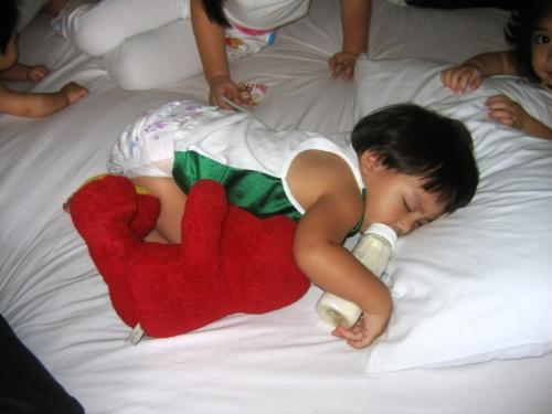 sleeping toddler - my son sleeping on the bed