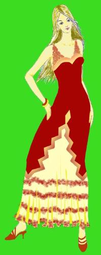 casual/evening wear - again, another personal design from my collection of illustrations.  it can be wear as evening or casual attire.  so, to any seamstress who want illustrated designs, you can hire me as freelance fashion design illustrator.