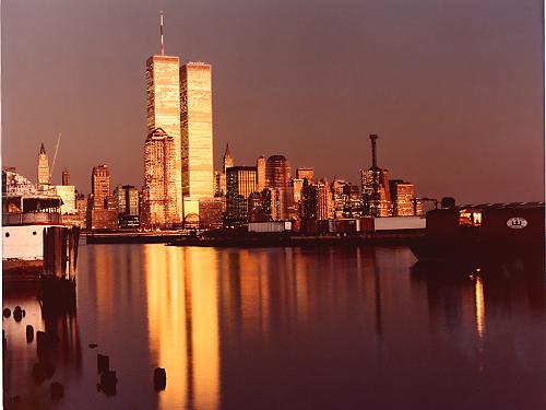 World Trade Center - The World Trade Center before the attack at the sunset.