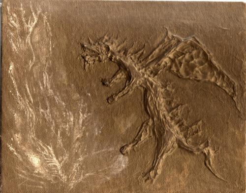 Bronze Dragon - This is part of an idea I've been working on for years, solids in painting. Using acrylics you can get a good reliable polymer that doesn't expand or contract in a way that destroys it.