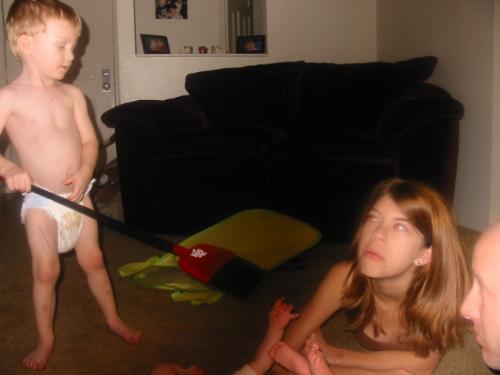 My son and daughter playing - My son loves to bug his big sister