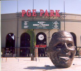 PGE Park - This is the baseball park called PGE Park (nicknamed 'Piggy' park) I love the giant face sculptures in front.