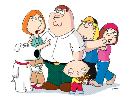 The Griffin family - The Griffin family, from left to right: Brian, Lois, Peter, Stewie, Chris, Meg.