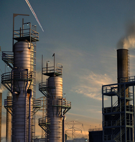 Refinery - This is a refinery, a complex which is the heart of an indusrial area. Every last drop o petroleum is usedin one or the other application. This is rarely done in any ither type of chemical industry.