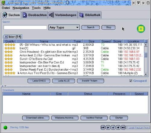 Limewire - A P2P file sharing software - This is 5-10 MB download and you get all your music here for free.
