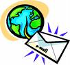 an e-mail image - a picture showing a letter being carried electronically into the world denotaing an e-mail