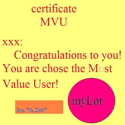 certificate - Certificate of Most Value User