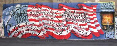 US Flag in WTC Graffiti - image of US flag in graffiti done after the WTC