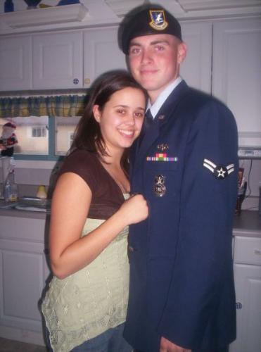 Me and my boyfriend - He is in the USAF and this was the first time I had seen him in 13 weeks. man was I going to lose it!