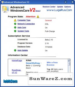 Advanced WindowsCare Personal - Advanced WindowsCare is a comprehensive PC care utility that takes an one-click approach to help protect, repair and optimize your computer. It provides an all-in-one and super convenient solution for PC maintenance and protection.